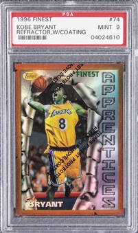 1996-97 Topps Finest Refractor #74 Kobe Bryant Rookie Card (with Coating) - PSA MINT 9
